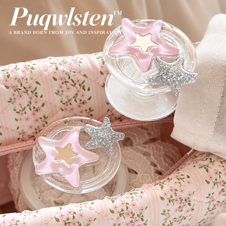 Glitter Star Mirror Phone Case with Magnetic Grip – Pink Y2K Kawaii Aesthetic Cover