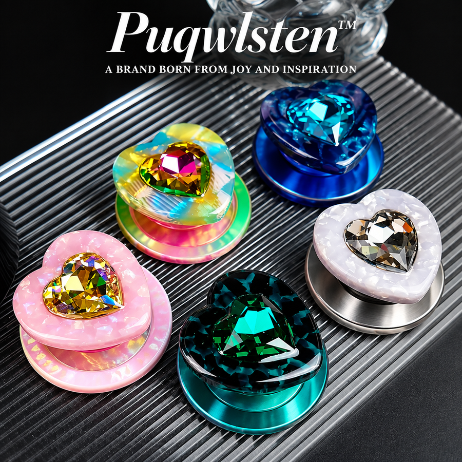 Crystal Heart Magnetic Phone Grip & Stand – Iridescent Gemstone MagSafe-Compatible Holder
